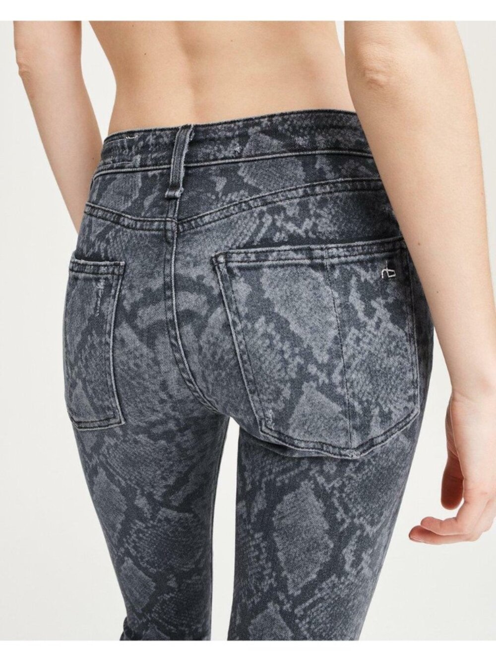Rag & Bone Cate Mid Rise Ankle Skinny Jeans Python Snake Print 26 Distressed - Picture 2 of 9